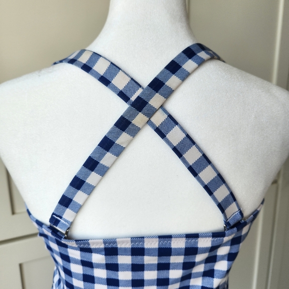 Rey Swimwear Elizabeth In Gingham Tankini Top Blue White Checkered Large - Picture 4 of 14